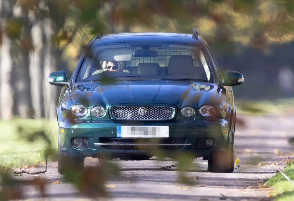 Queen Elizabeth II driving her Jaguar car in the grounds of Windsor Castle, UK - 01 Nov 2021