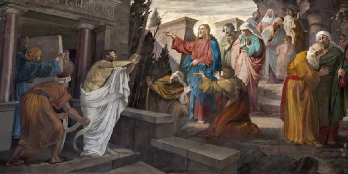 Pictura cu Învierea lui Lazăr din biserica San Giorgio din Milano, Italia