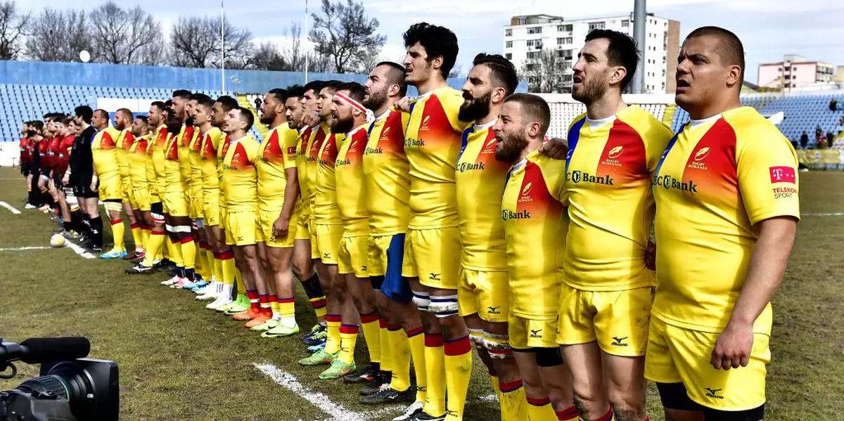 Rugbystii romani la startul meciului de rugby dintre Romania si Belgia, din cadrul Rugby Europe Championship 2018, desfasurat pe stadionul Gloria din Buzau, sambata 10 martie 2018. © FOTO Razvan Pasarica/SPORT PICTURES