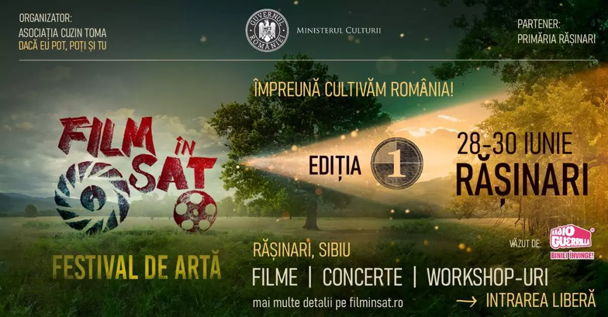 Al treilea sezon al Film în Sat, cel mai mare eveniment cultural din mediul rural debutează între 28 - 30 iunie la Rășinari, Sibiu
