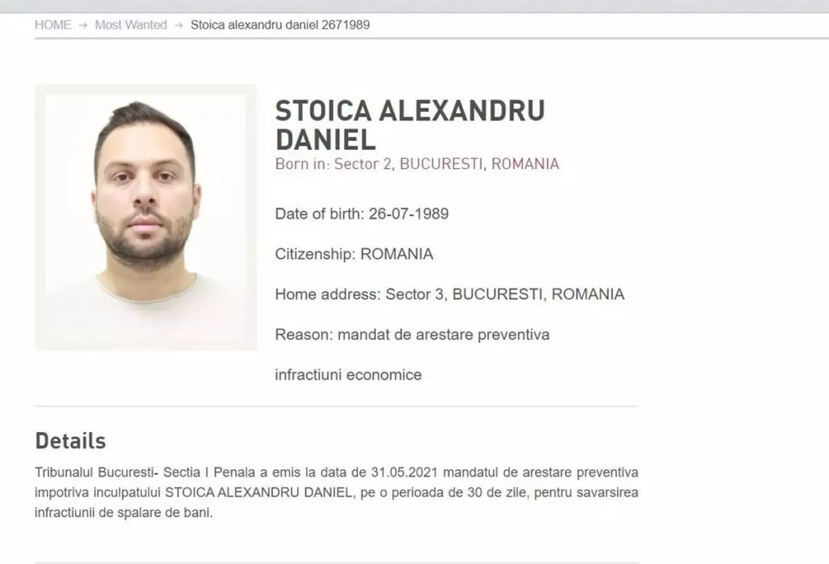Alexandru Stoica, aflat pe lista Most Wanted, adus în România. A făcut parte dintr-o rețea de interlopi din SUA și a fost prins în Italia