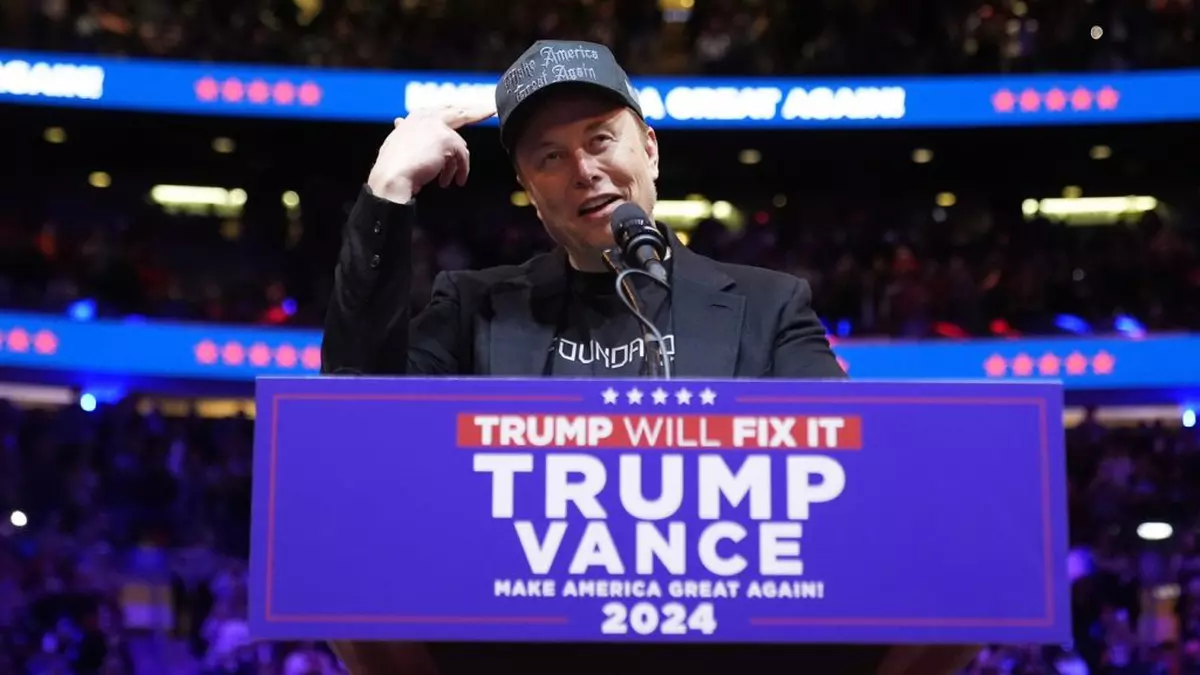 elon musk la un pupitru la meetingul pro Donald Trump din Madison Squere Garden, 27 oct 2024