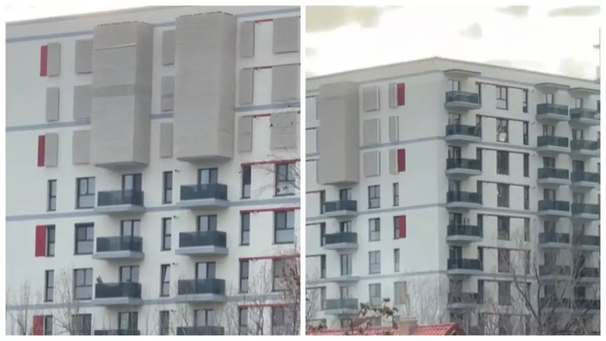 Blocurile de pe bulevardul Timișoara din București, care au blocate geamurile și balcoanele de la ultimele etaje