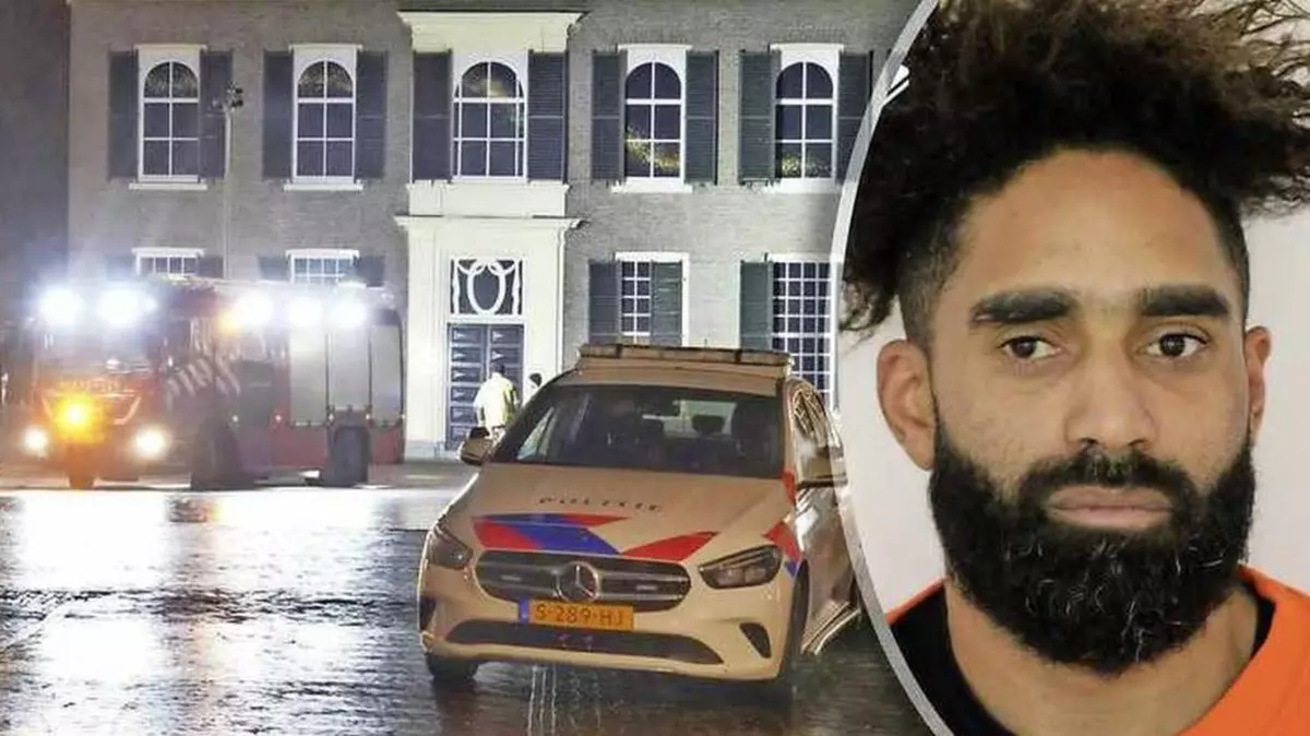 O mașină de poliție și Bernhard Zeeman (34), unul dintre suspecții implicați în furtul coifului dacic de la Coțofenești, care este cunoscut ca un tâlhar violent