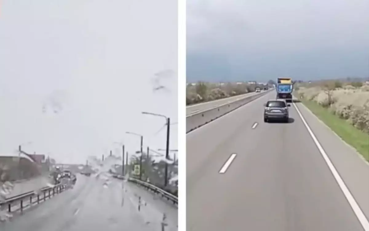 Două anotimpuri, la distanță de 4 kilometri, lângă Craiova. FOTO: Captură video.