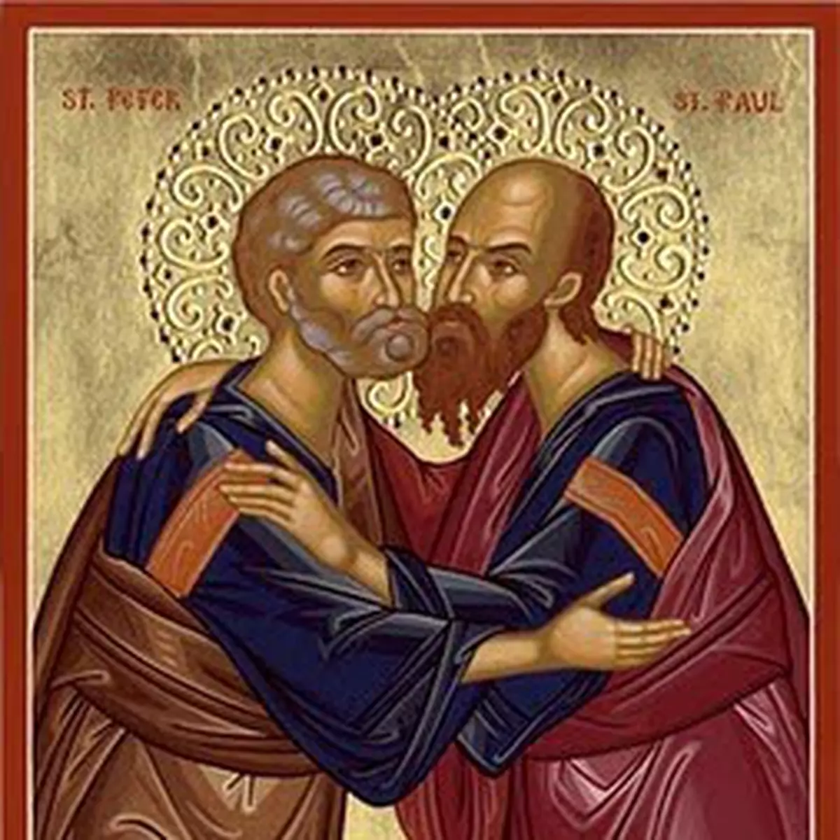 Икона Братское лобзание апостолы Петр и Павел