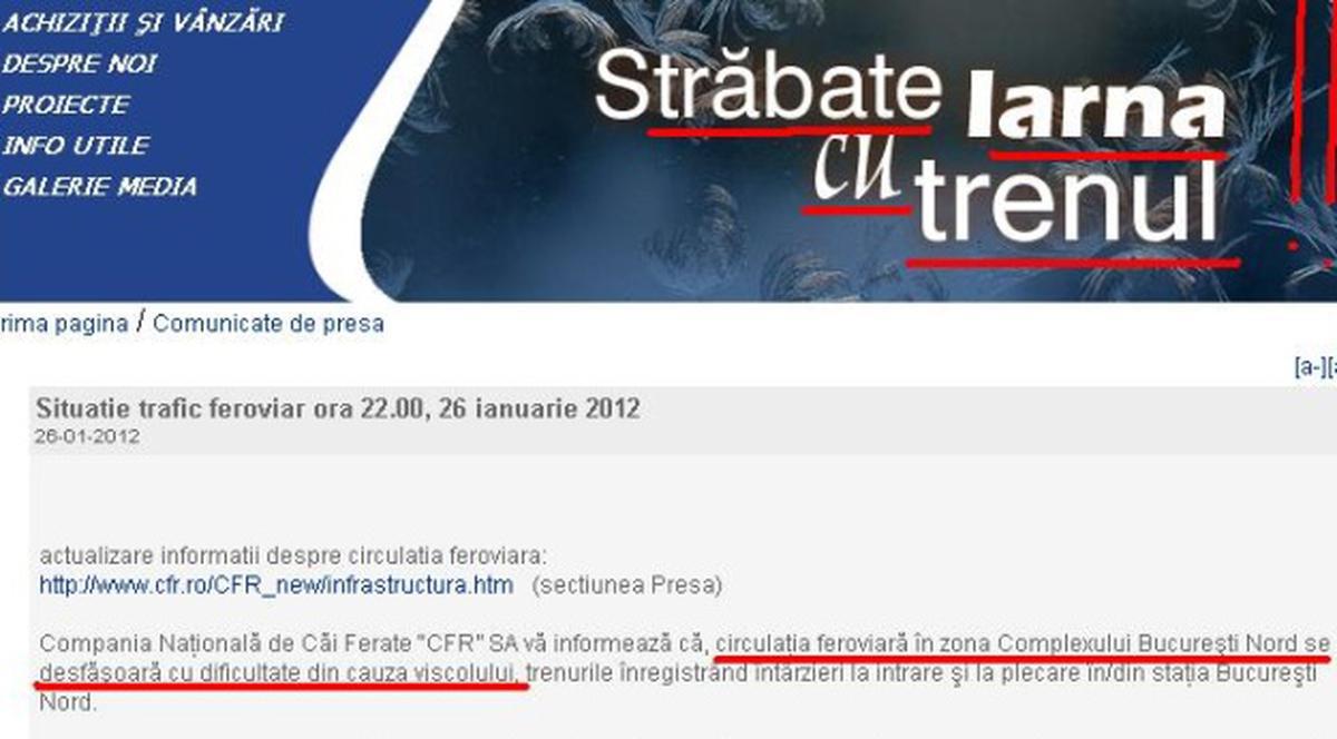 CFR face glume! Străbate iarna cu trenul... care nu mai circulă!