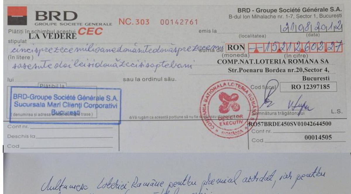 Uite CEC-ul câştigătorului de la Loto!