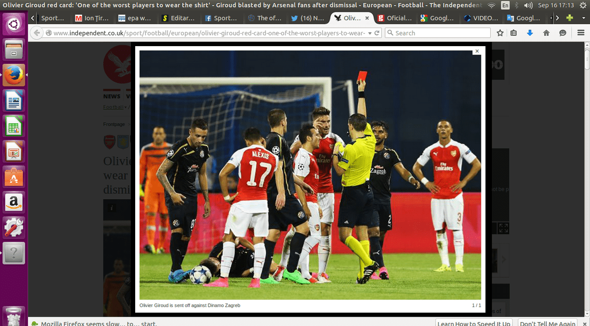 LIGA CAMPIONILOR, TOATE REZULTATELE (etapa I): Arbitrul Ovidiu Haţegan l-a eliminat pe Olivier Giroud și l-a enervat pe Arsene Wenger. Arsenal a pierdut la Zagreb, iar Wenger a devenit primul manager din Anglia care a suferit 50 de înfrângeri în UCL / GALERIE FOTO & VIDEO