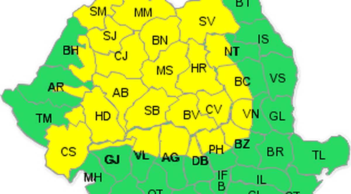 Cod galben de ninsori în aproape jumătate de ţară, de 1 Decembrie