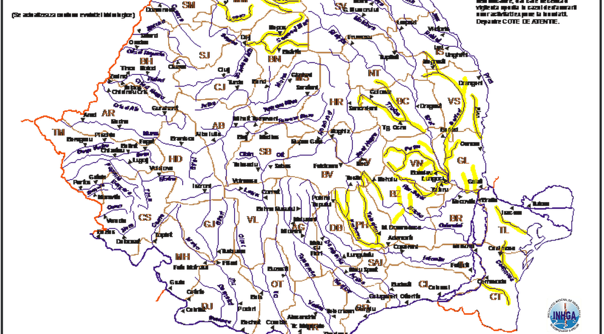 Cod galben de inundații în județele Sibiu și Alba