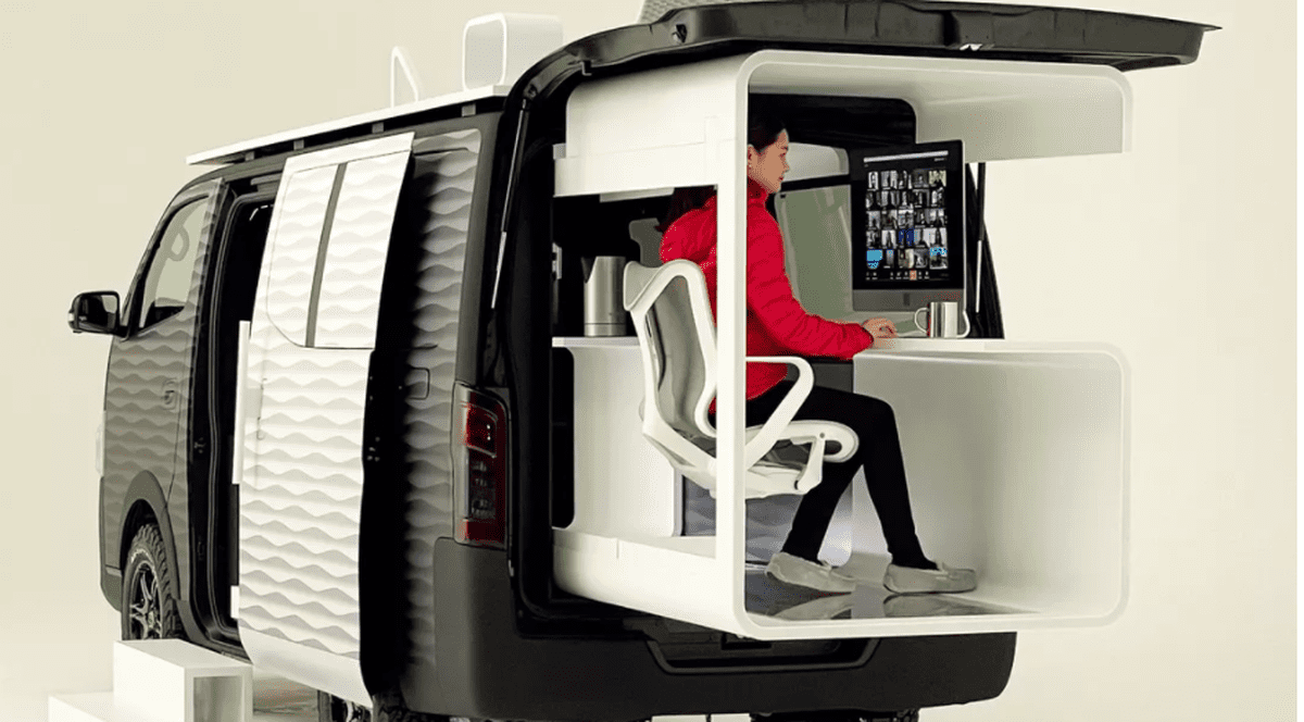 Cum să lucrezi de acasă cu stil dintr-un Nissan Office Pod