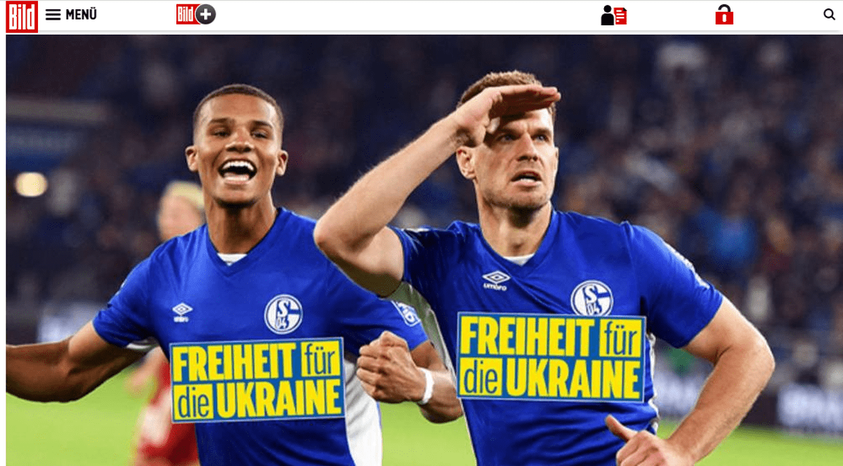 „Libertate pentru Ucraina”, mesajul cu care ziarul german Bild va cenzura imaginile în care apare sponsorul echipei Schalke, compania rusă Gazprom