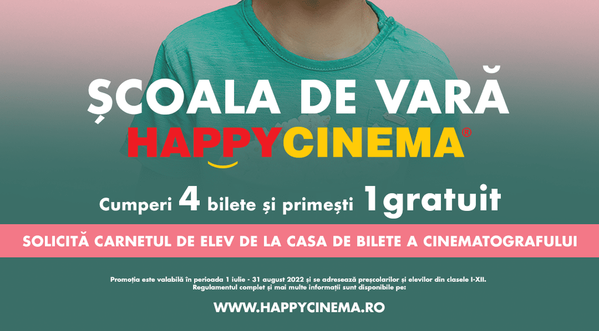 Începe ȘCOALA DE VARĂ HAPPY CINEMA. Te premiem cu bilete gratuite la filme!