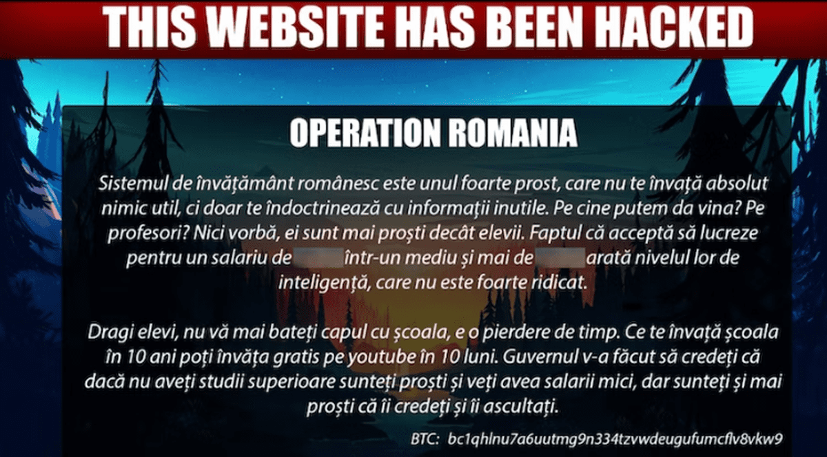 Site-ul Ministerului Educației a fost spart de hackeri: „Dragi elevi, nu vă mai bateți capul cu școala, e o pierdere de timp”