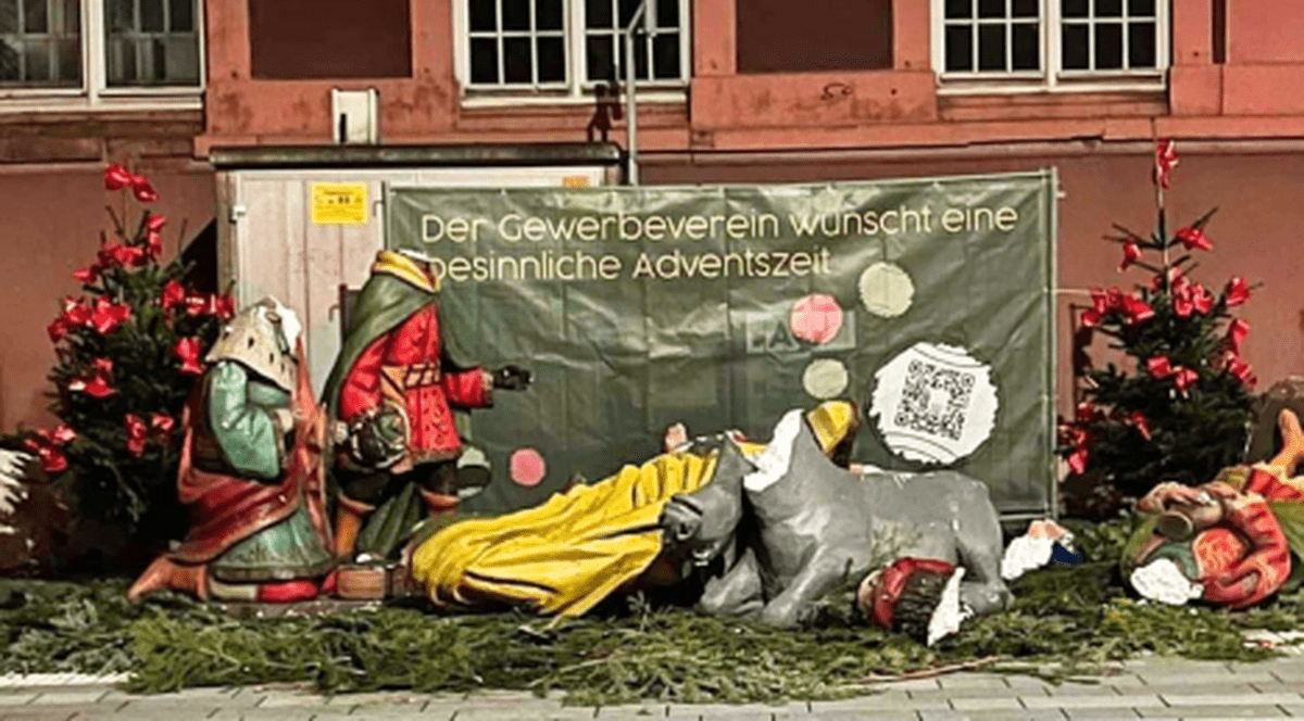 Figurinele în mărime naturală din scena Nașterii Domnului au fost decapitate peste noapte, într-un oraș din Germania