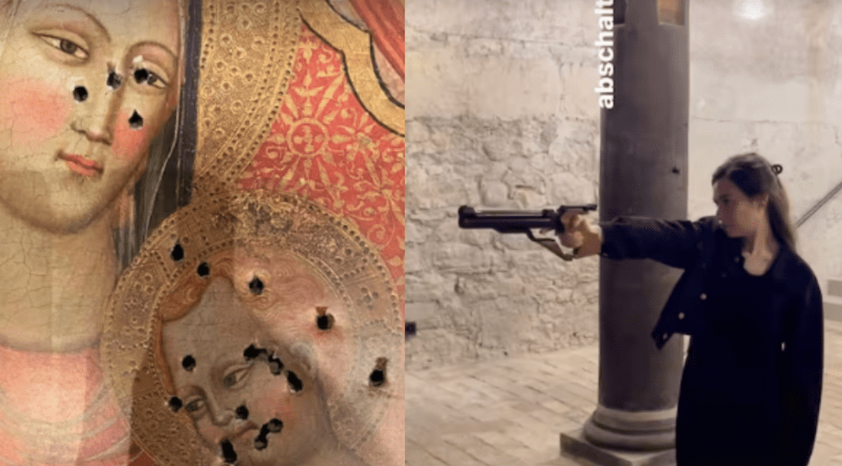 O politiciană din Elveția s-a filmat împușcând o imagine cu „Madona și pruncul”: „N-am fost atentă în ce trag”