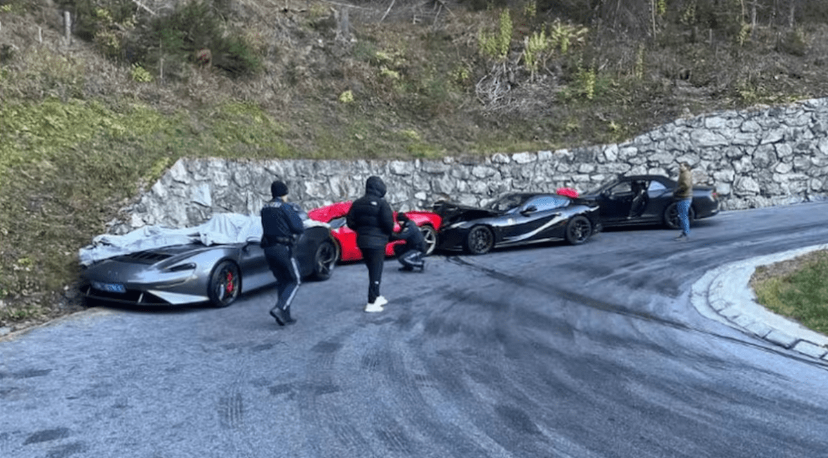 Cel mai scump accident din toate timpurile, pe o șosea montană din Austria: „Mașini de 7 milioane de euro, pagube de 1,8 milioane de euro”