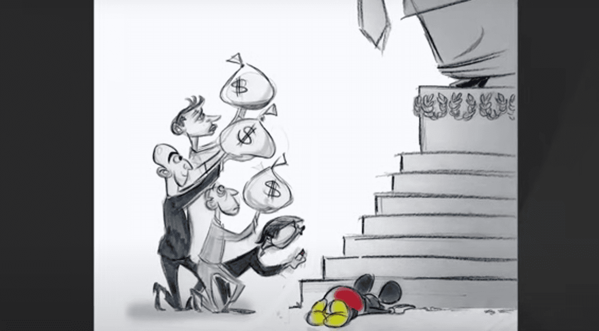 caricatură Jeff Bezos și Donald Trump