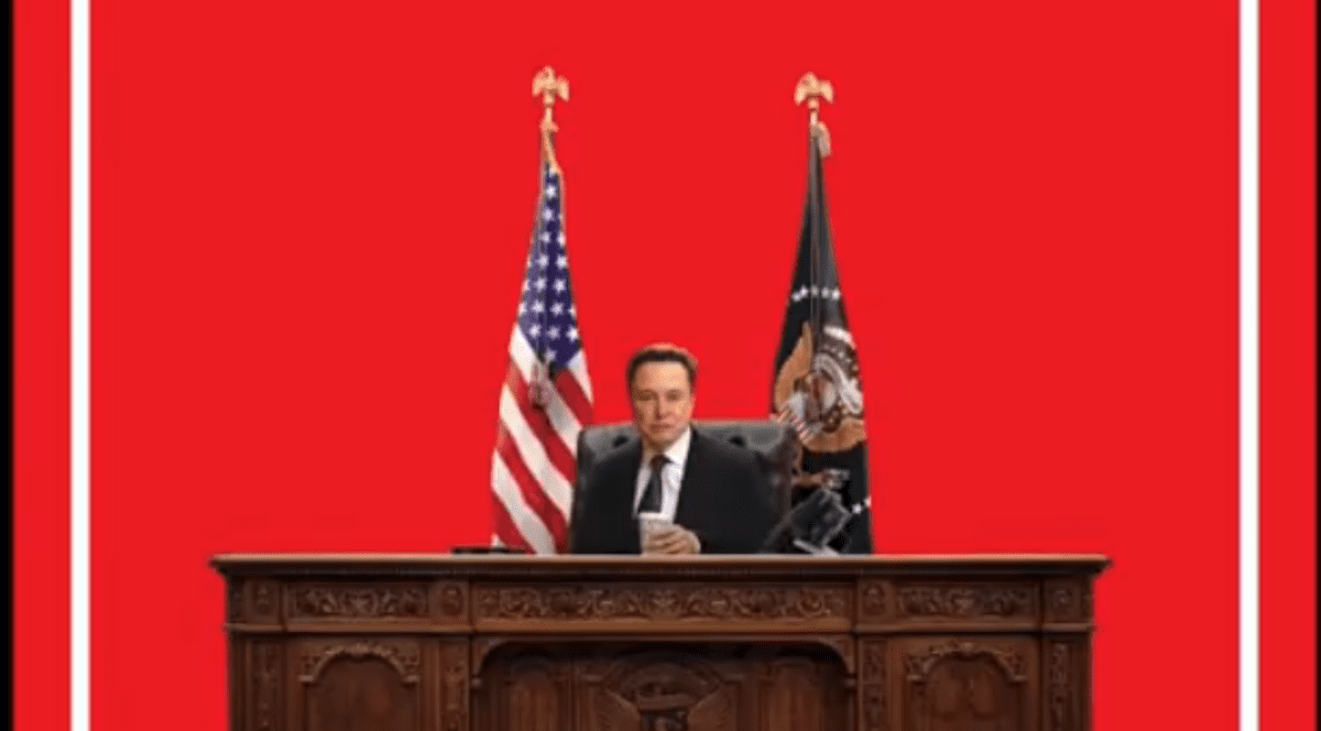 Elon Musk pe coperta revista Time, în Biroul Oval.