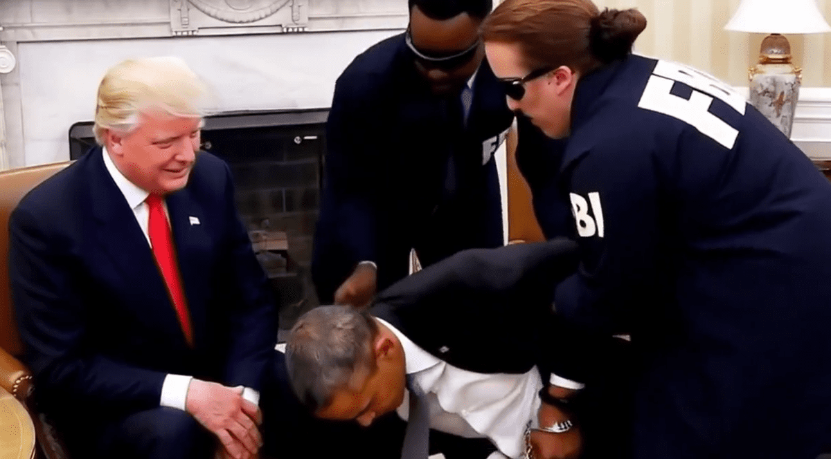 Imagine falsă cu arestarea lui Barack Obama. Foto Captură video