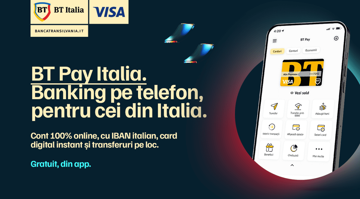 Card digital instant, pe telefon, pentru clienții din Italia ai Băncii Transilvania. De ce alte beneficii se pot bucura?