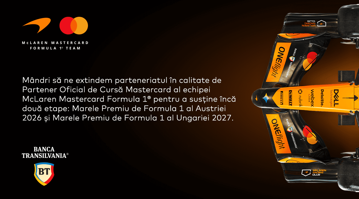 Banca Transilvania își extinde parteneriatul cu echipa campioană mondială la Formula 1, McLaren