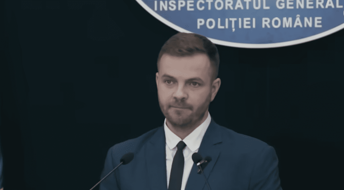 Purtătorul de cuvânt al Poliției Române, Georgian Drăgan. Foto Captură video