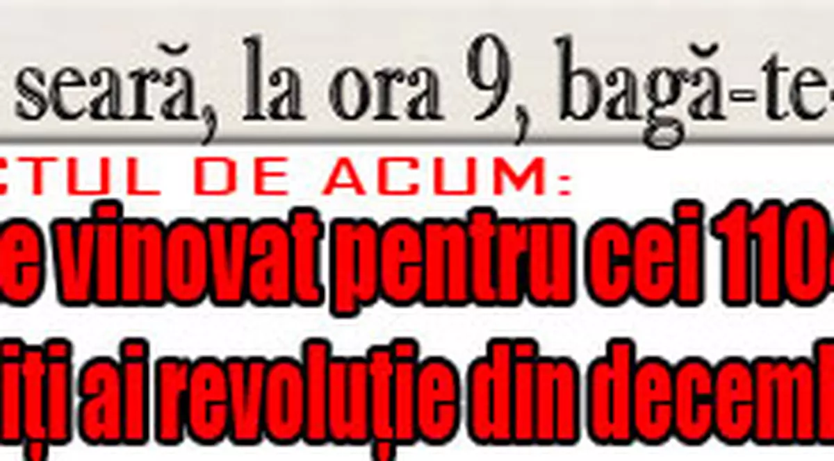 O 9 părere: Cine este vinovat pentru cei 1104 morţi şi 3352 răniţi ai revoluţie din decembrie 1989? 