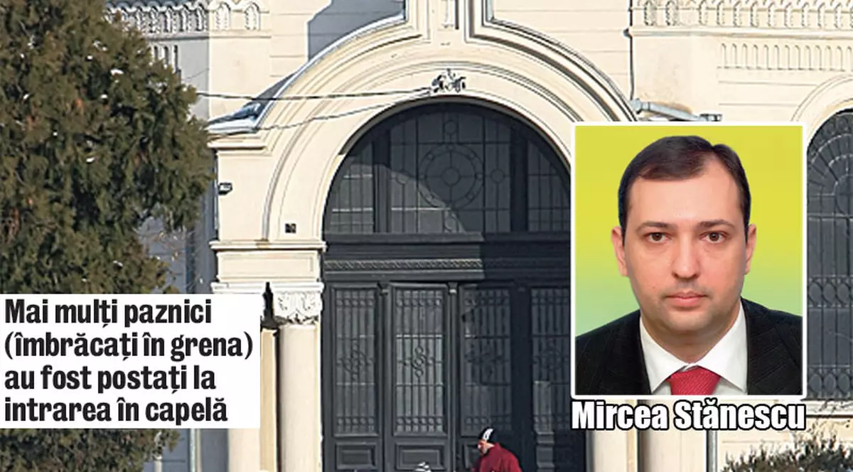 Sicriul lui Mircea Stănescu, păzit de bodyguarzi la capelă