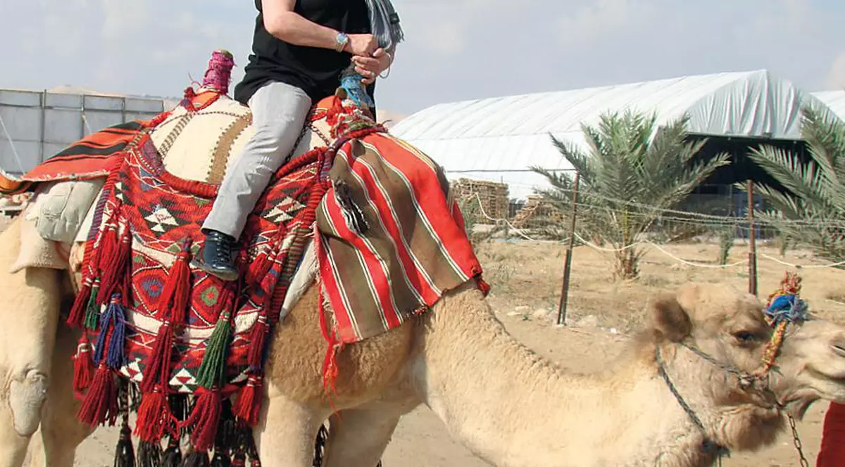 Mirabela Dauer, la plimbare, pe cămilă