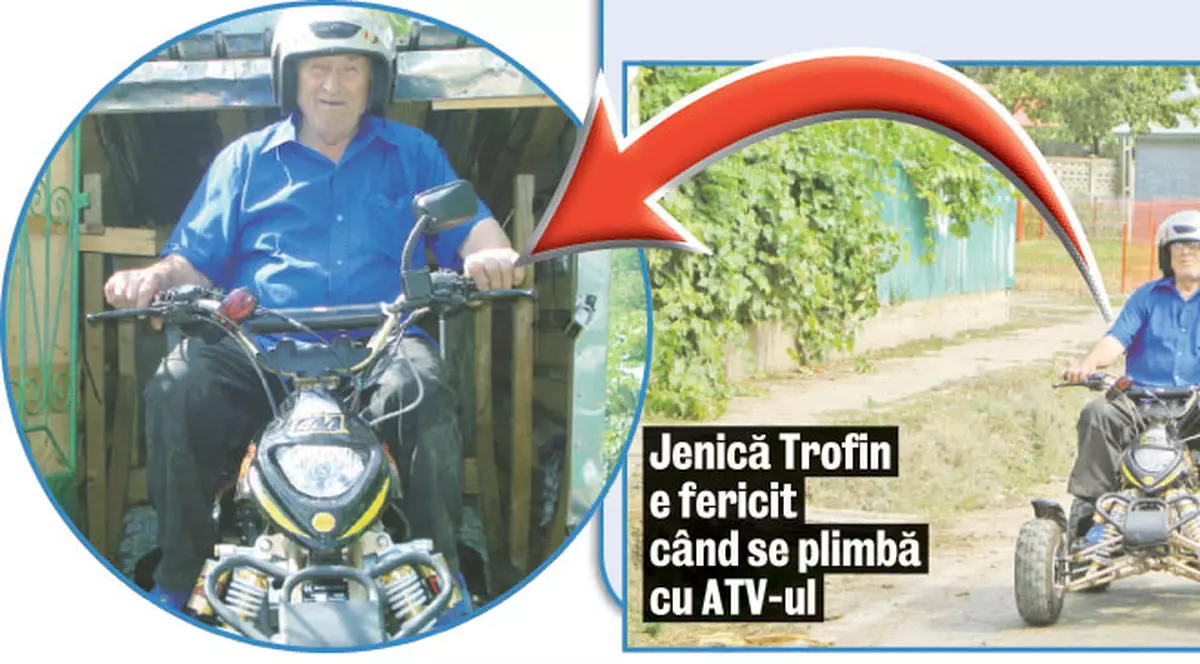 La 87 de ani, rupe uliţele cu ATV-ul