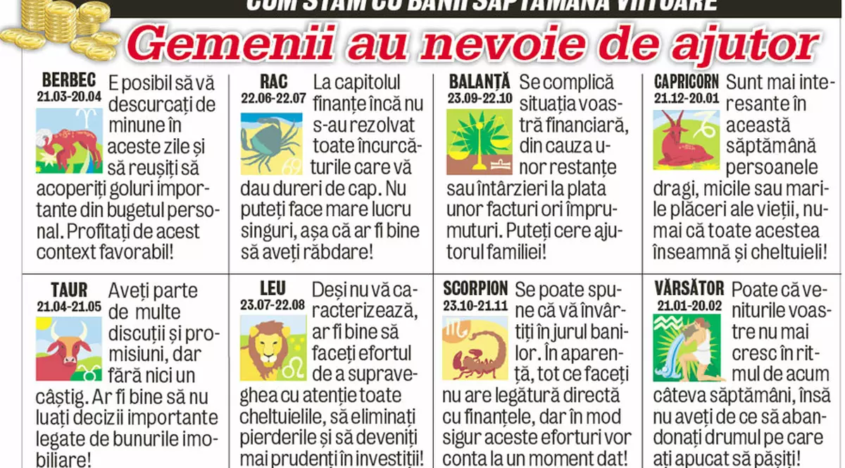 Cum stăm cu banii săptămâna viitoare