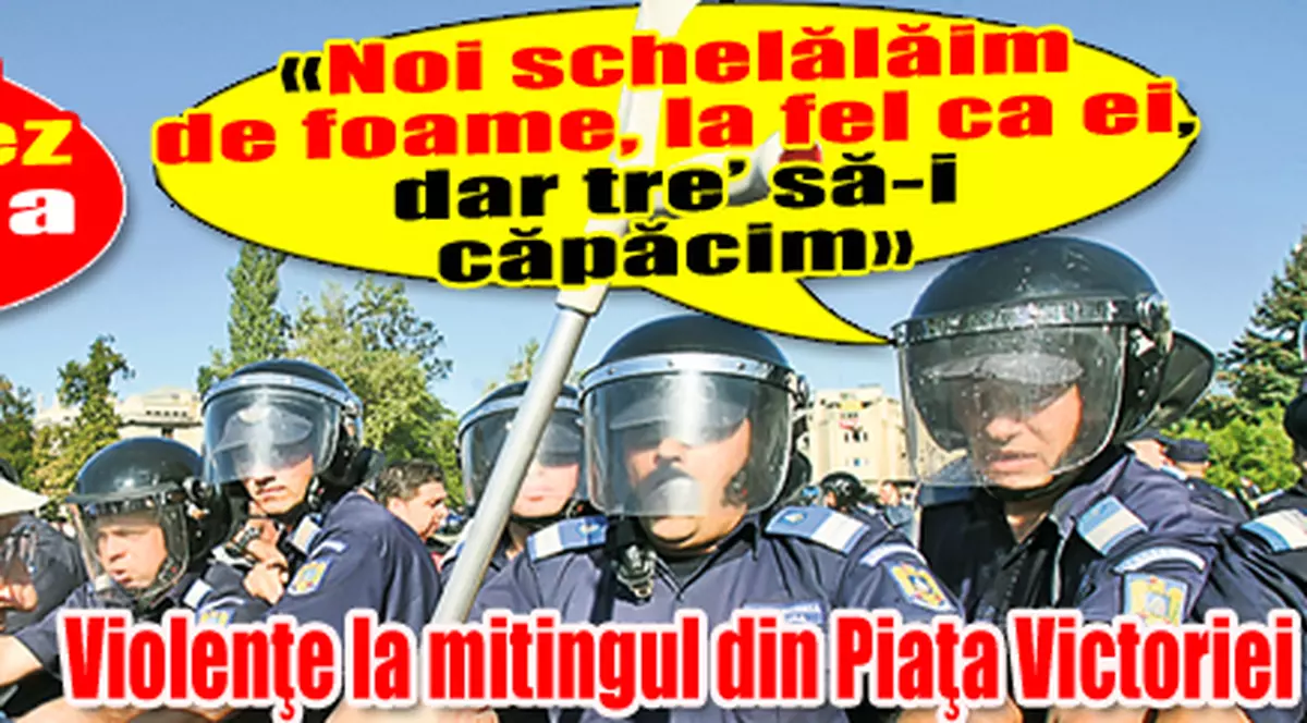 Aşa s-au înfruntat oamenii legii cu manifestanţii - «Staţi că vă cocoşez eu cu cârja mea!»
