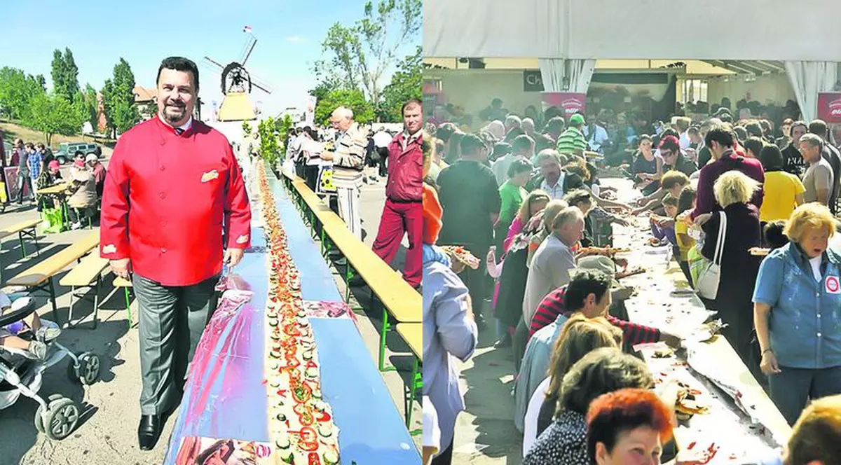 Sendvişul gigant, «ras» într-un minut