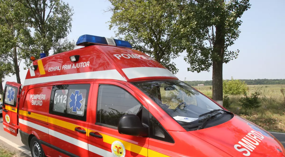 Un microbuz cu poliţişti de frontieră, lovit în plin de buşteni căzuţi dintr-un camion