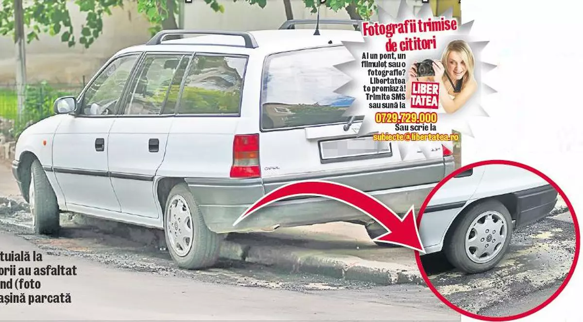 Muncitorii au reparat strada, ocolind o porţiune pe care era parcată o maşină