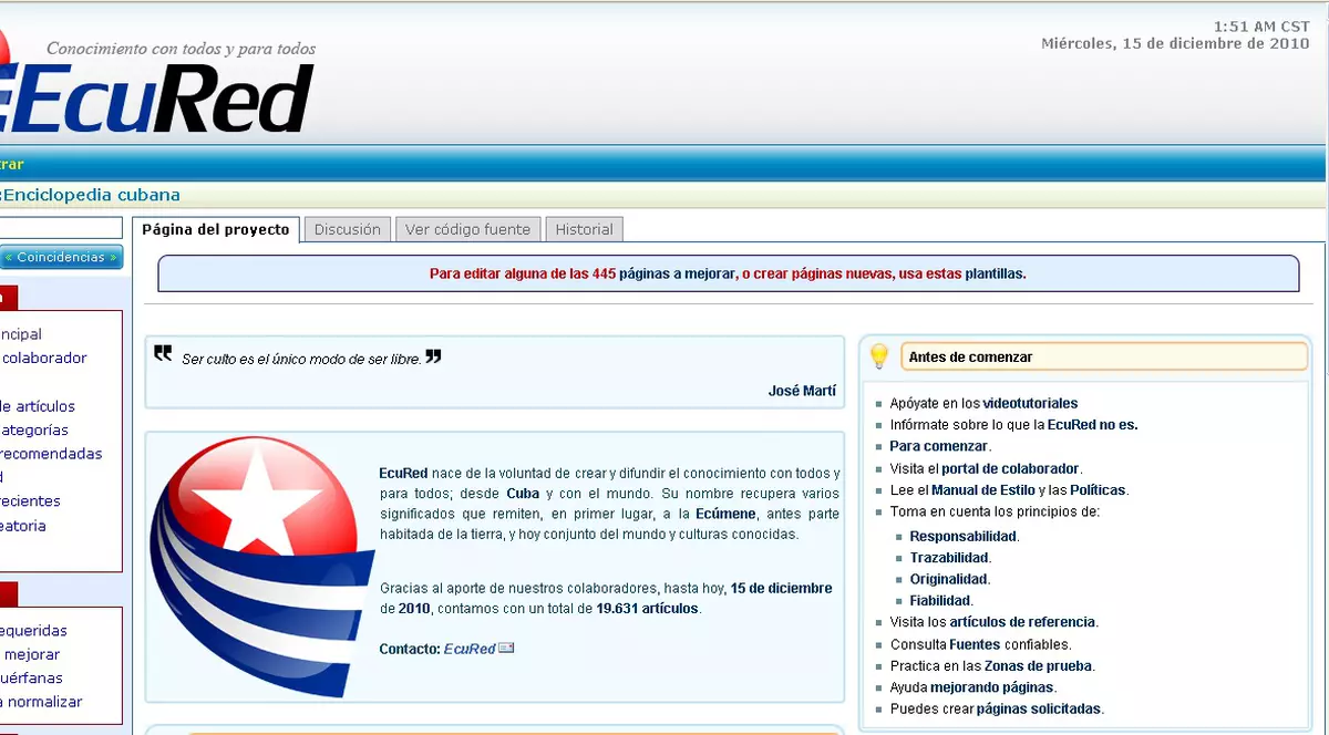 Cuba şi-a lansat propria variantă de Wikipedia, EcuRed