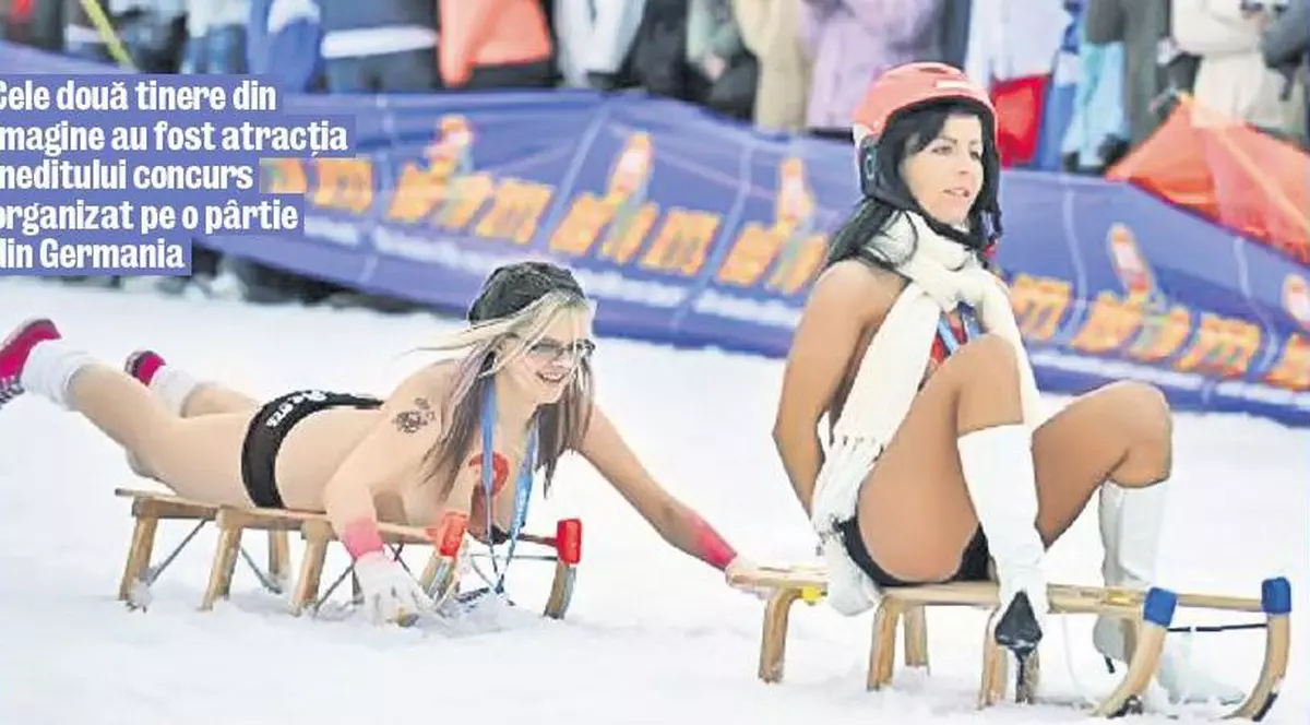 Ce distracţie: nemţii se dau în pielea goală pe derdeluş