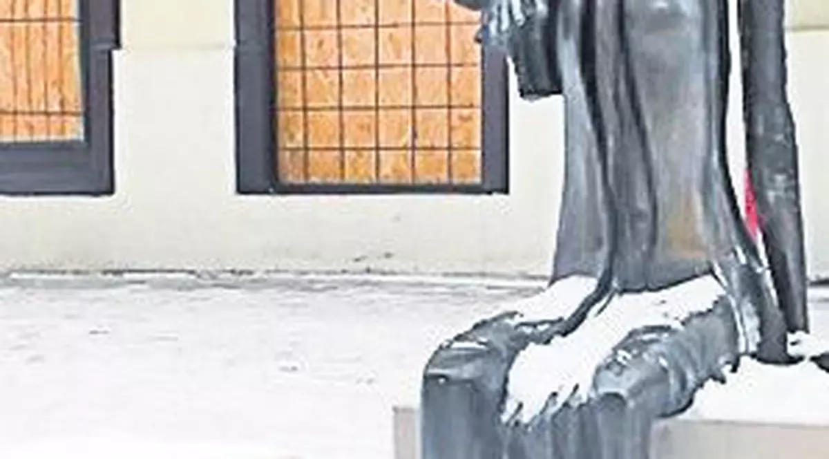 Doi tineri din Baia Mare au furat «copilul» din bronz