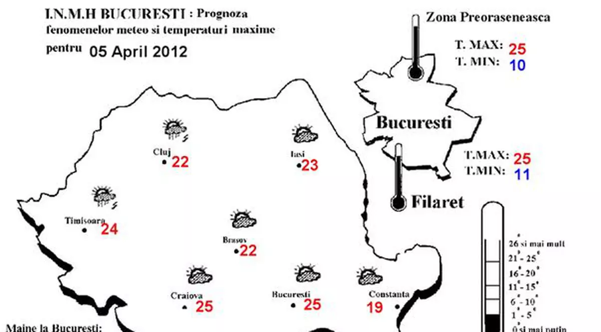 Caldă, dar instabilă. Află ce temperaturi vor fi joi și vineri!
