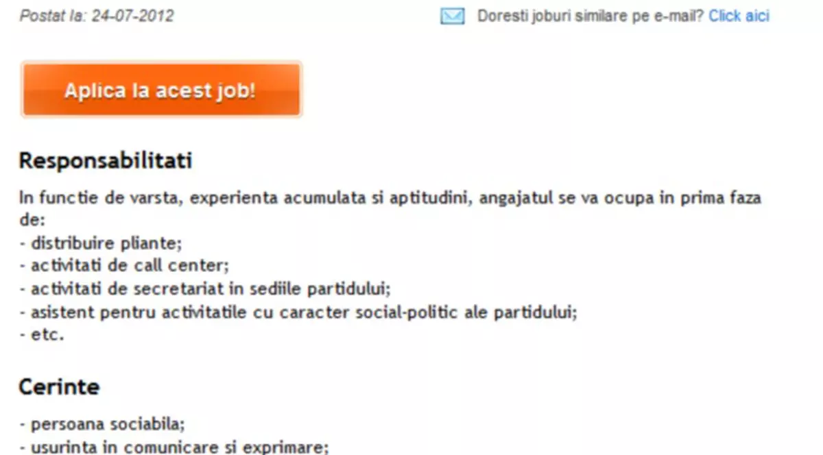 INCREDIBIL! Anunţ de angajare: Job condiţionat de participarea la vot