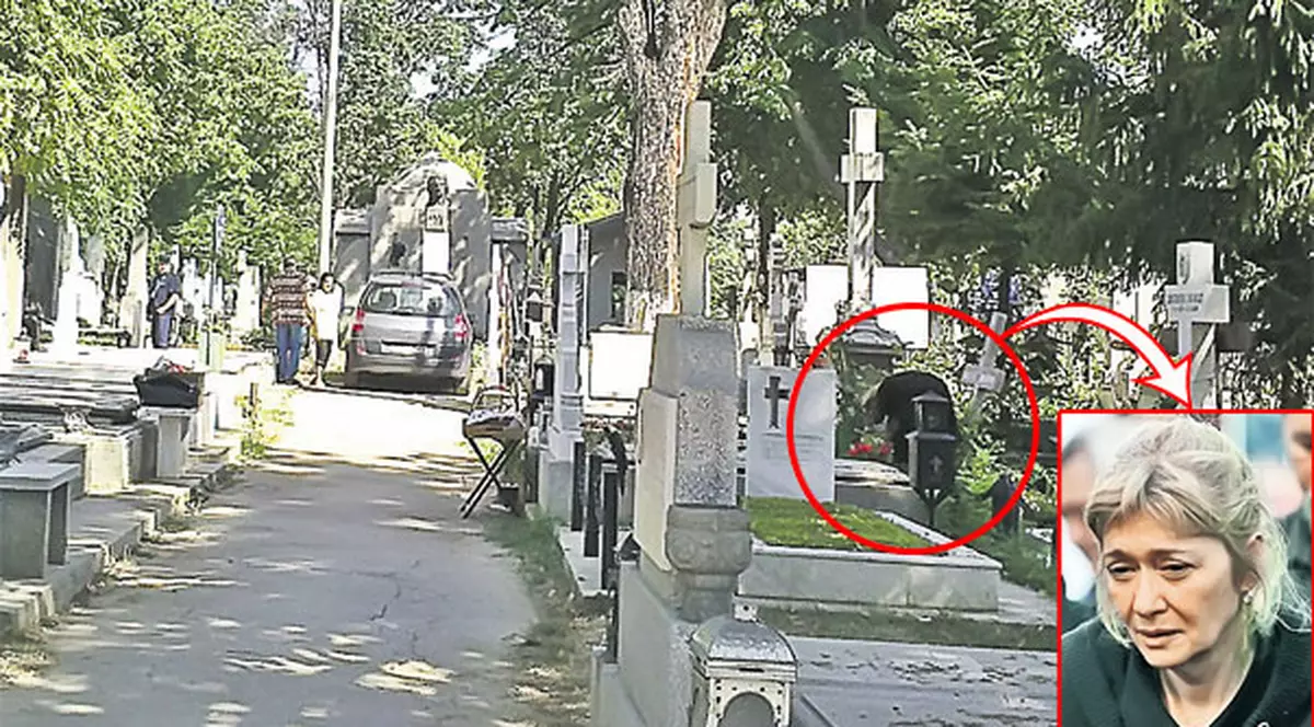 Catrinel Dumitrescu, singură la mormântul lui Emil Hossu