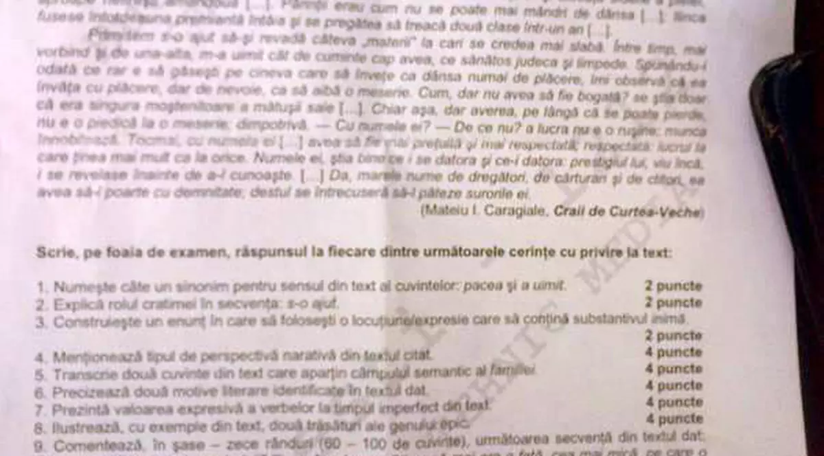 BACALAUREAT 2012 - Subiecte la limba şi literatura română, proba scrisă - sesiunea iunie-iulie