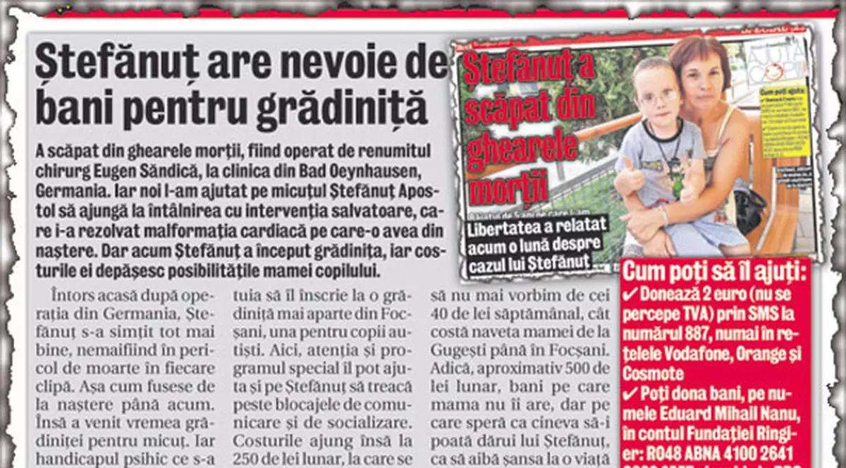 Cine vrea «să-l adopte» pe Ştefănuţ?