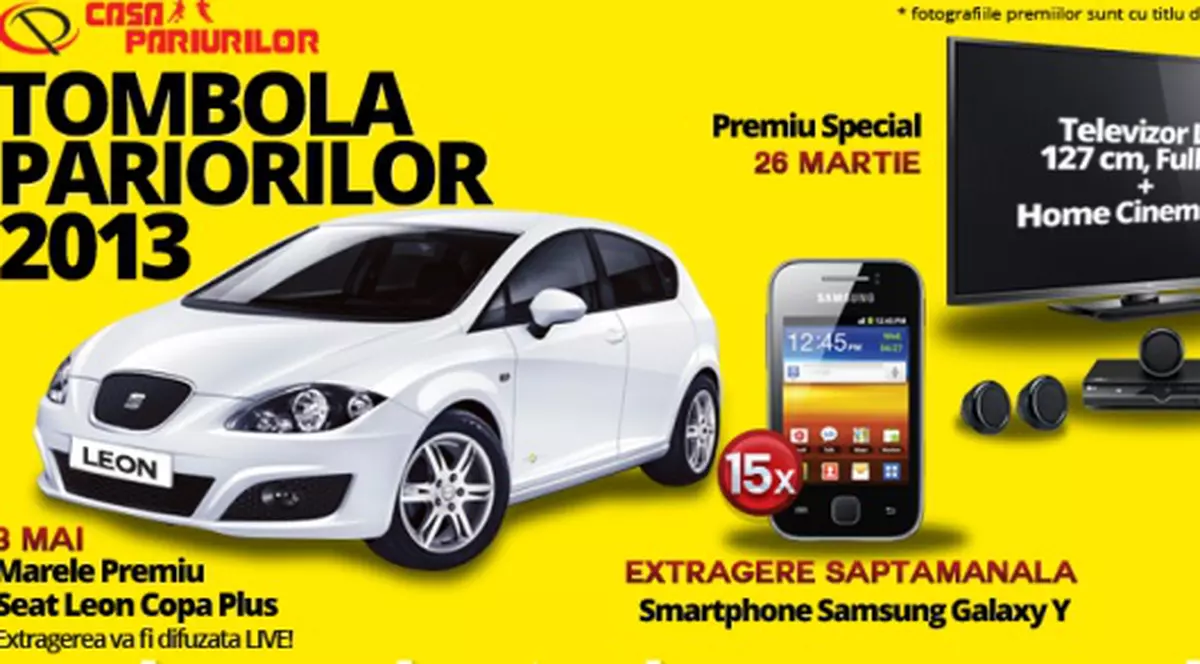 (P) La Casa Pariurilor poti castiga un SEAT LEON COPA PLUS si multe alte premii! Intra pe www.tombola-casapariurilor.ro!