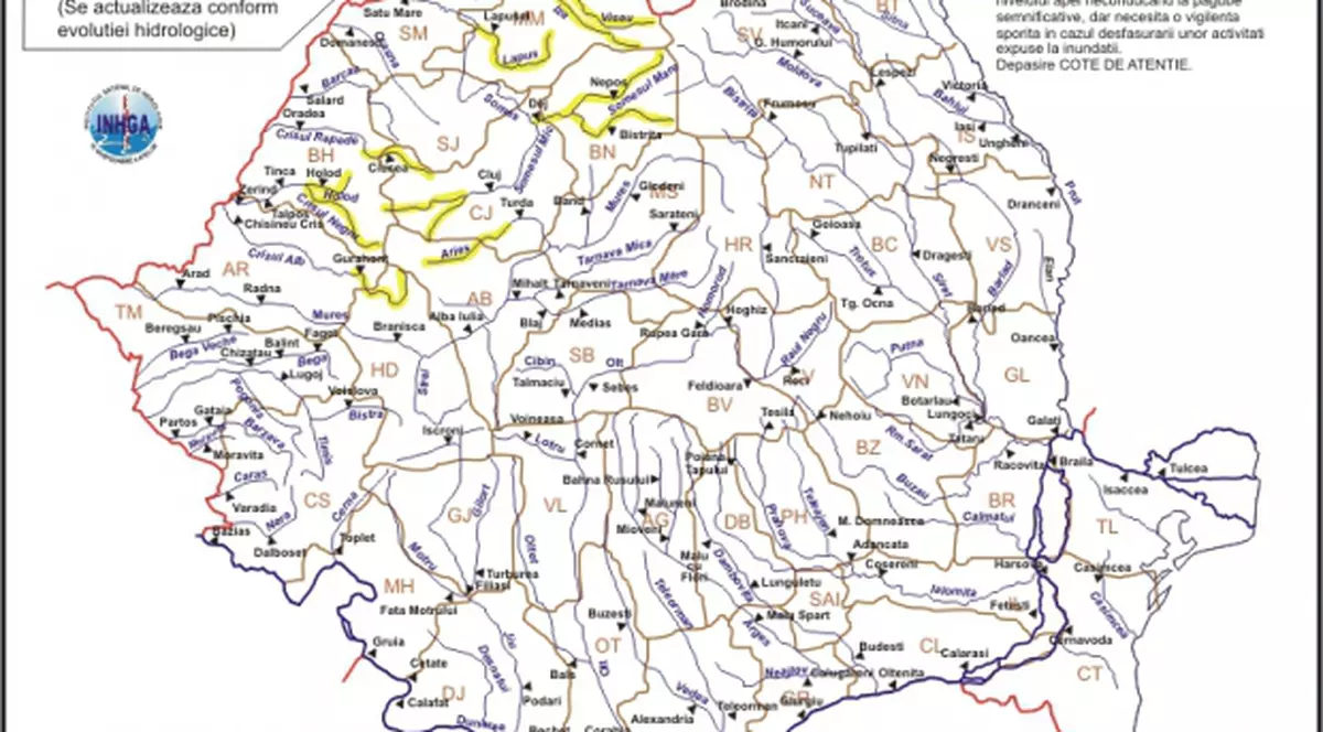 COD GALBEN de inundații. Vezi zonele vizate! 