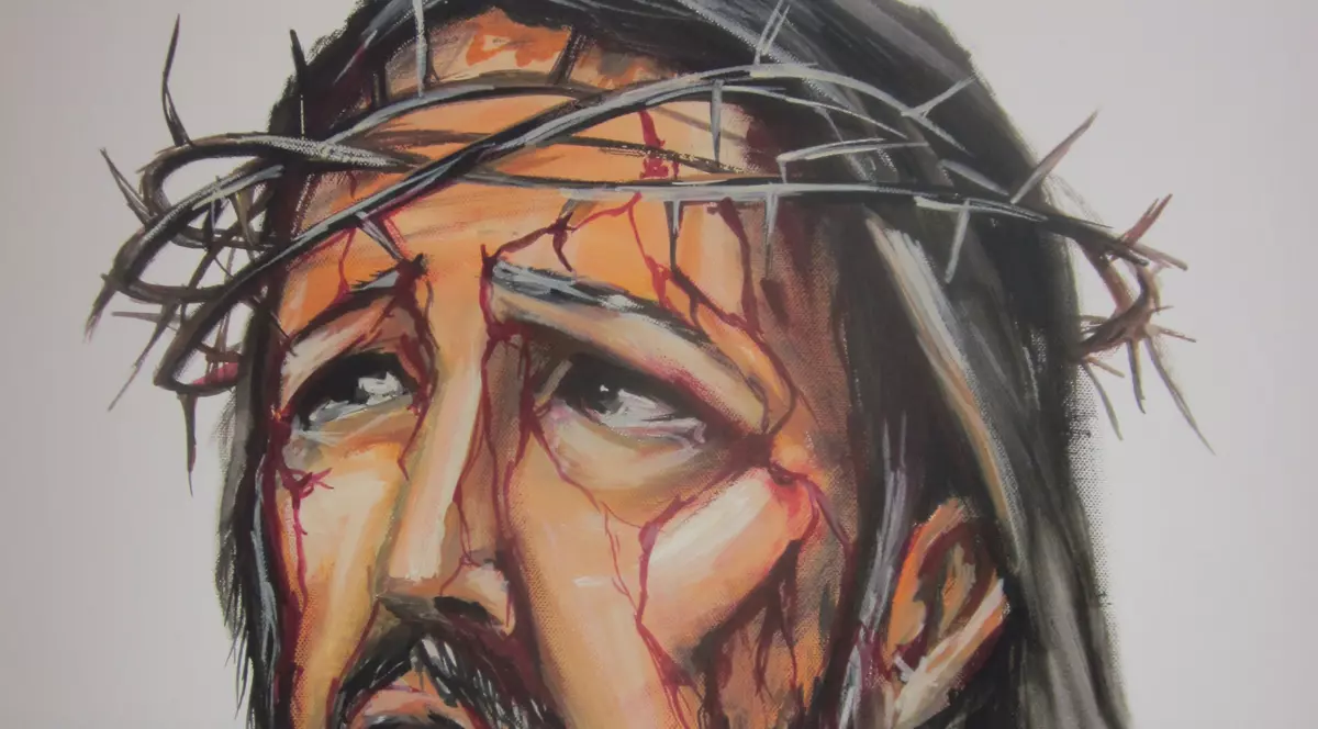 O pictură impresionantă cu chipul lui Iisus, sfinţită în Săptămâna Patimilor