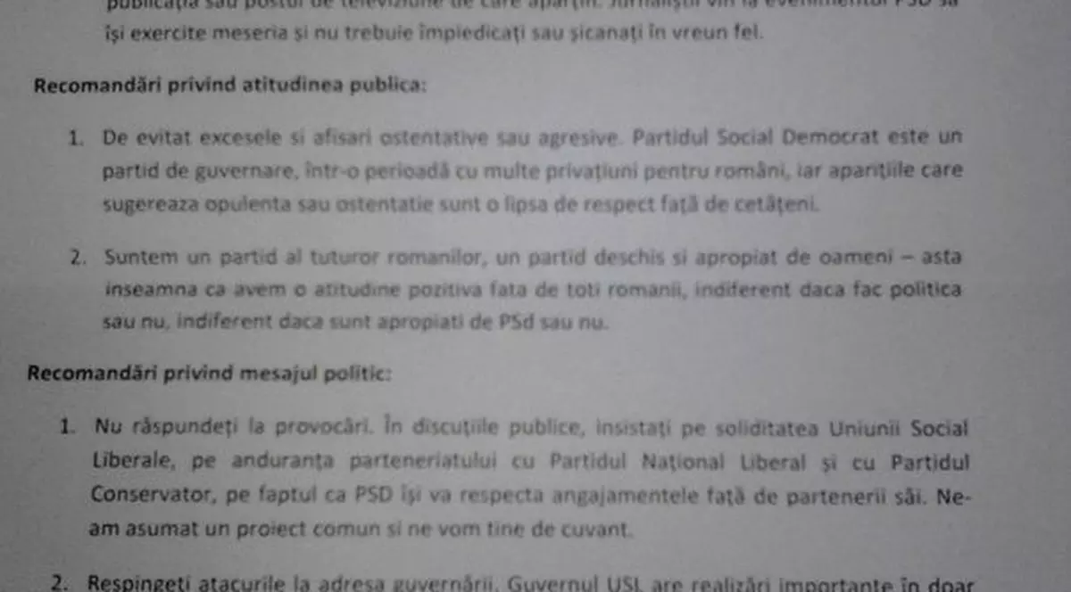 FOTO EXCLUSIV | Cum trebuie să se poarte PSD-iştii în public şi în faţa presei, la CONGRES