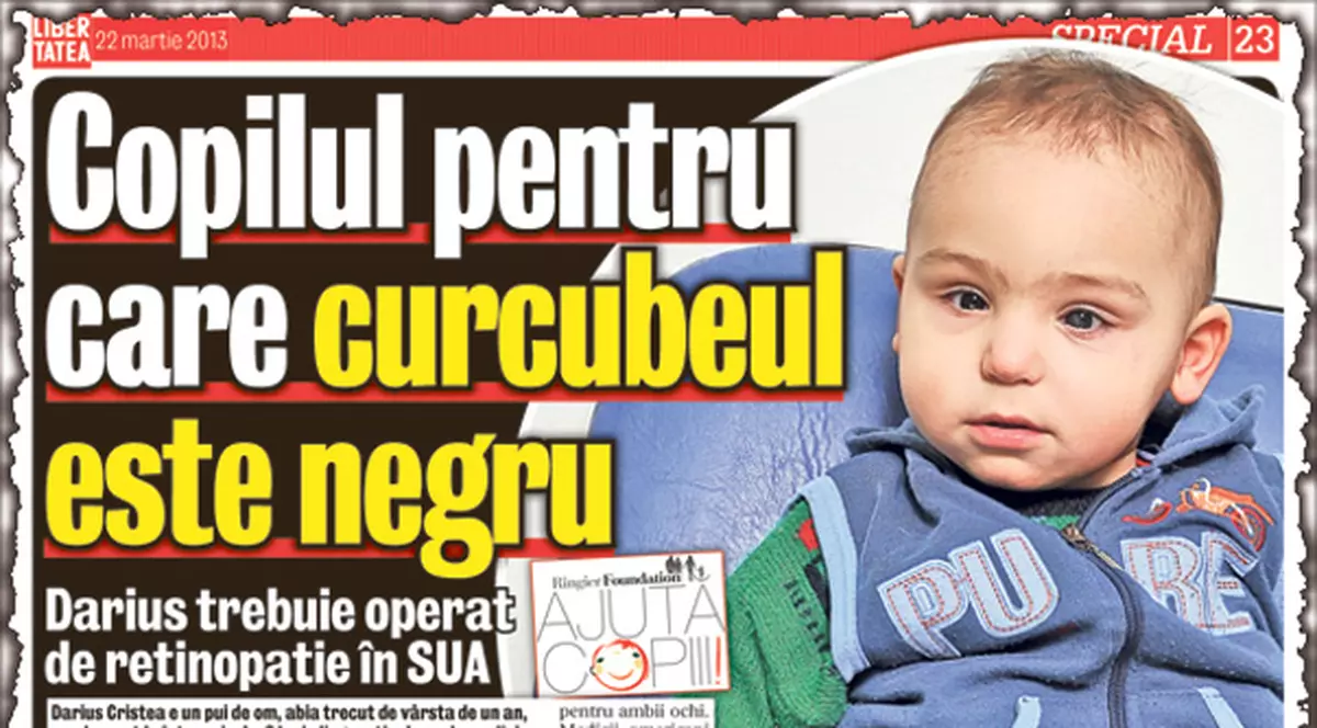 Darius a fost operat în SUA! Băieţelul cu retinopatie a început să zărească lumea